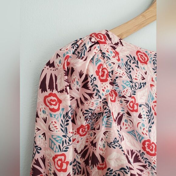 Free People Floral Long Sleeve Polyester Women's Top Key Hole Back Size XS - Picture 10 of 16